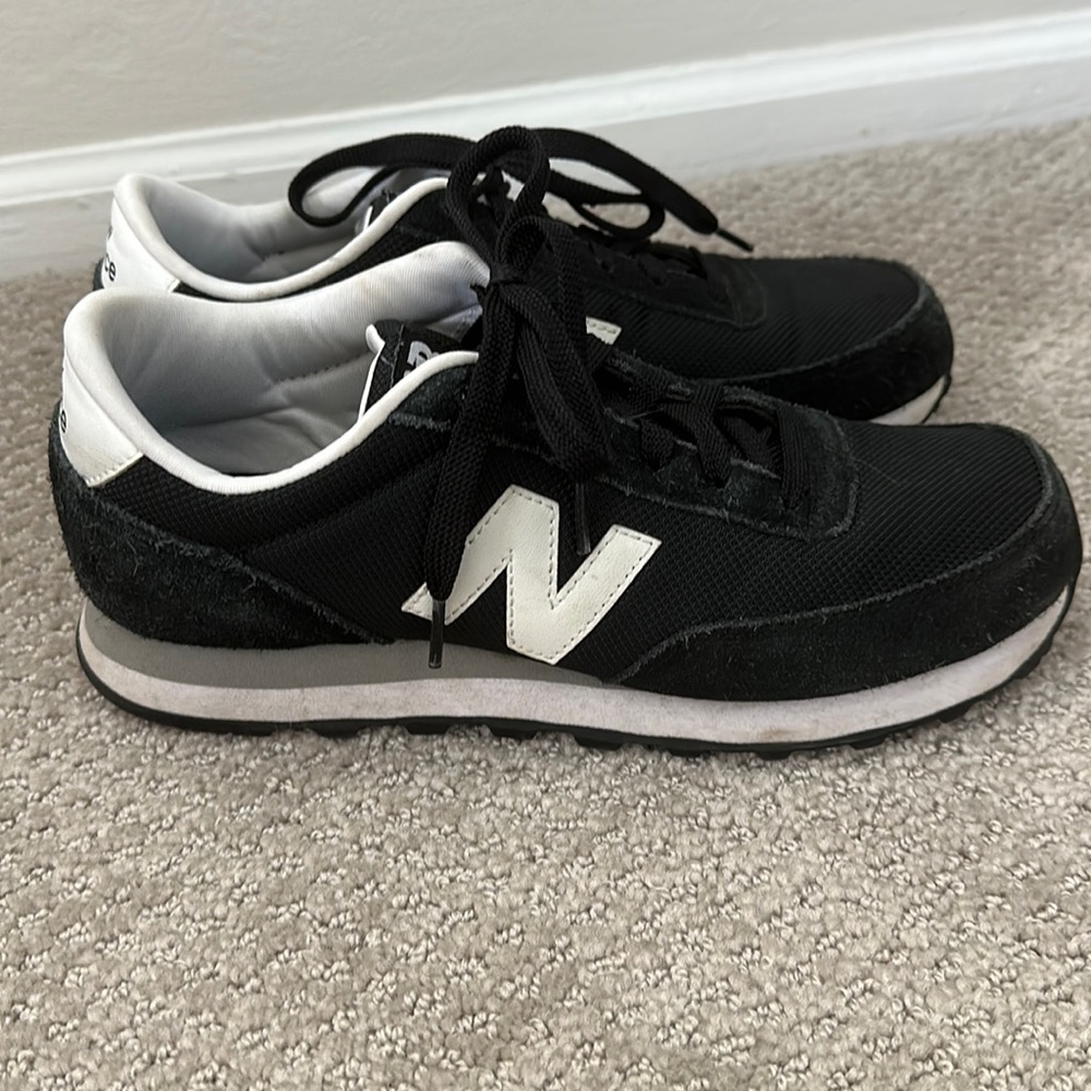 Black and White New Balance 501 Sneakers